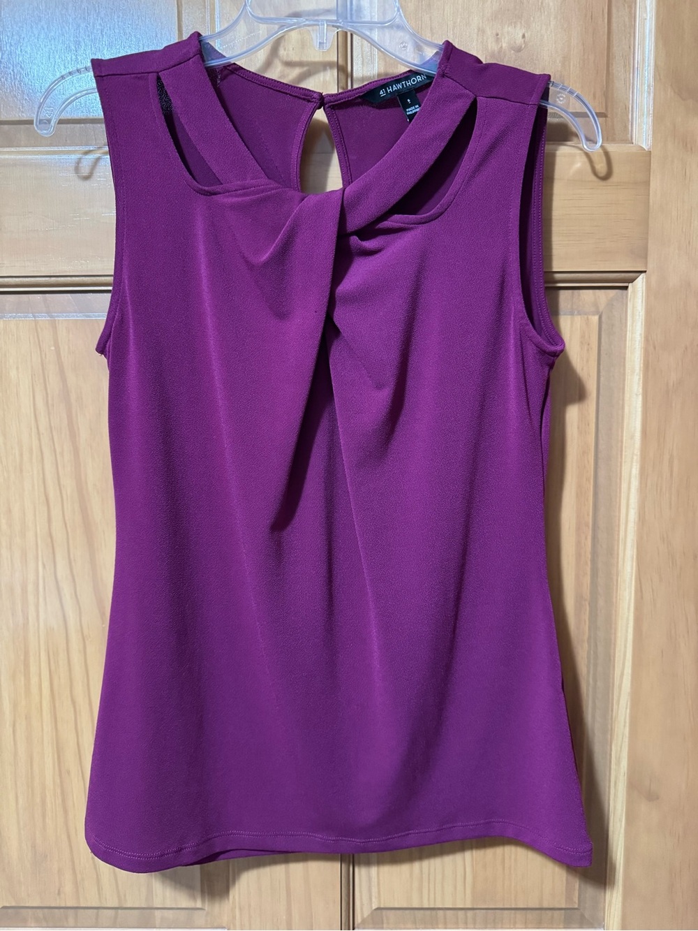 Hawthorn Sleeveless Twist-Neck Top in Magenta